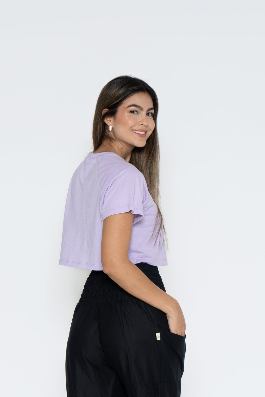 Camiseta Crop Top Lila - Pantsforlove Pantalones anchos, pantalones yoga