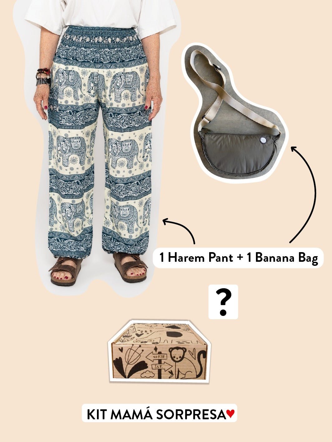 KIT MAMÁ SORPRESA: 1 HAREM PANT + 1 BANANA BAG - Pantsforlove Pantalones anchos, pantalones yoga