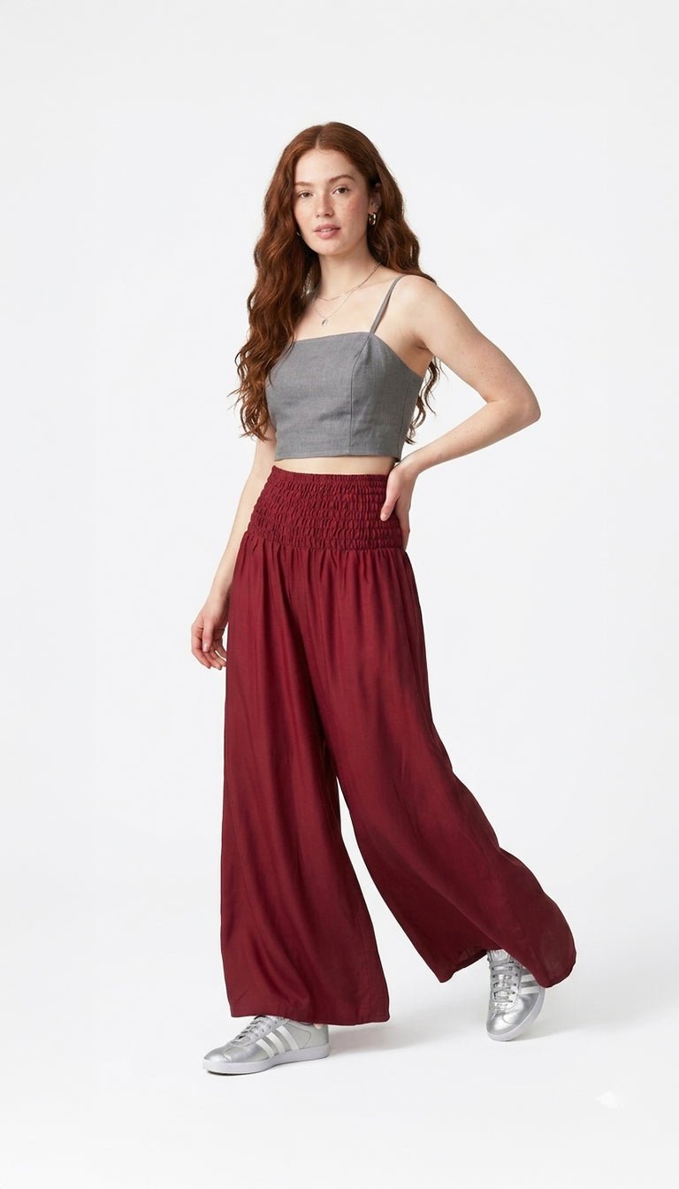 NUEVO: Pantalón Palazzo Rojo Burgundy - Pantsforlove Pantalones anchos, pantalones yoga