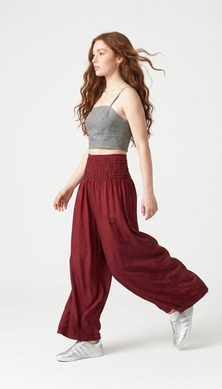 NUEVO: Pantalón Palazzo Rojo Burgundy - Pantsforlove Pantalones anchos, pantalones yoga