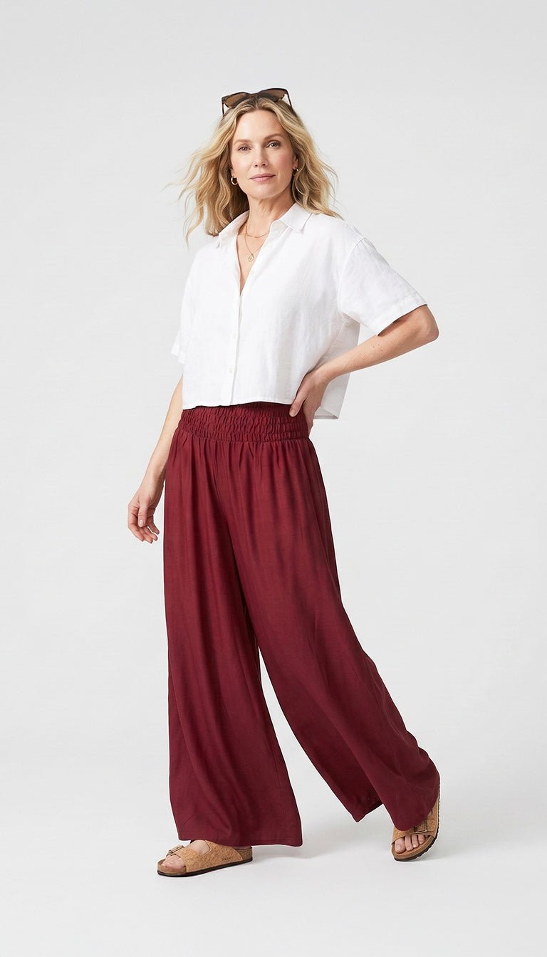 NUEVO: Pantalón Palazzo Rojo Burgundy - Pantsforlove Pantalones anchos, pantalones yoga