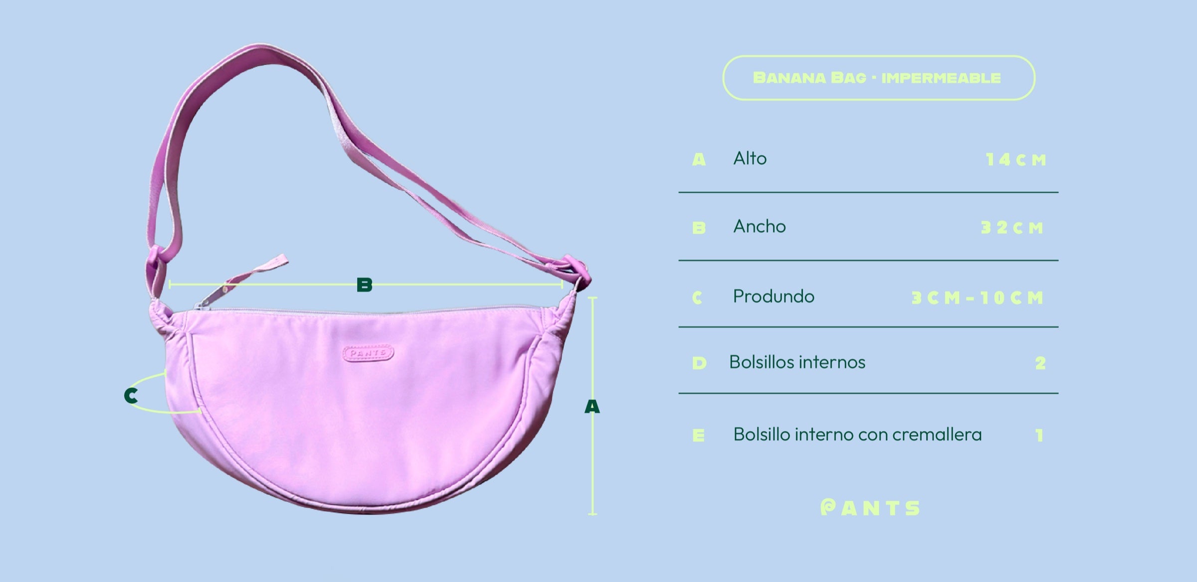 Guía de tallas Bolso Banana Bag Verde