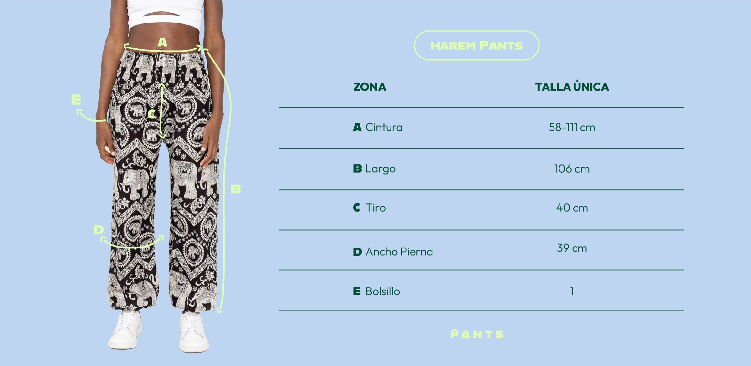 Guía de tallas Pantalón Chaba Blanco