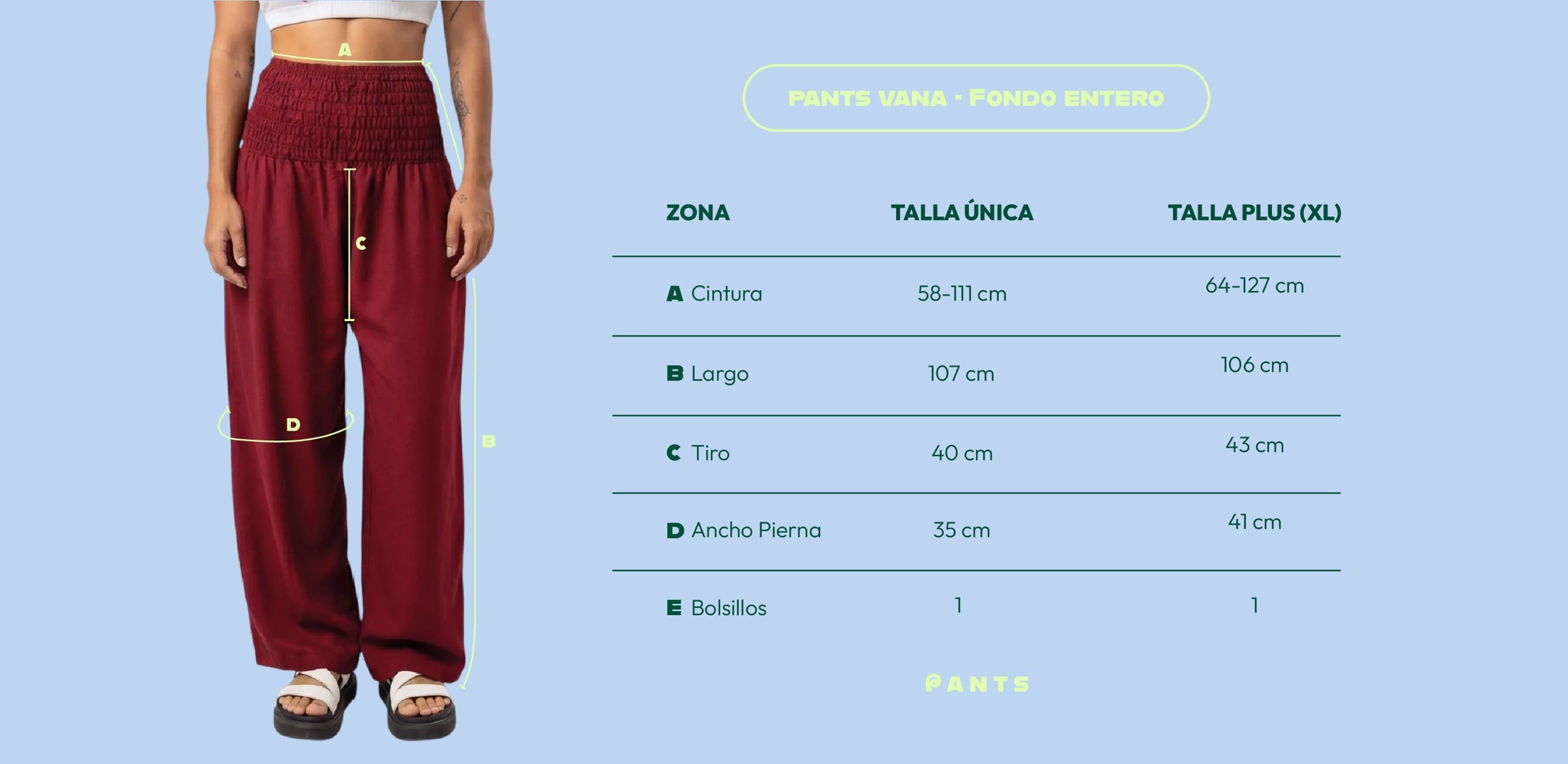 Guía de tallas Pantalón Boho Vana Negro