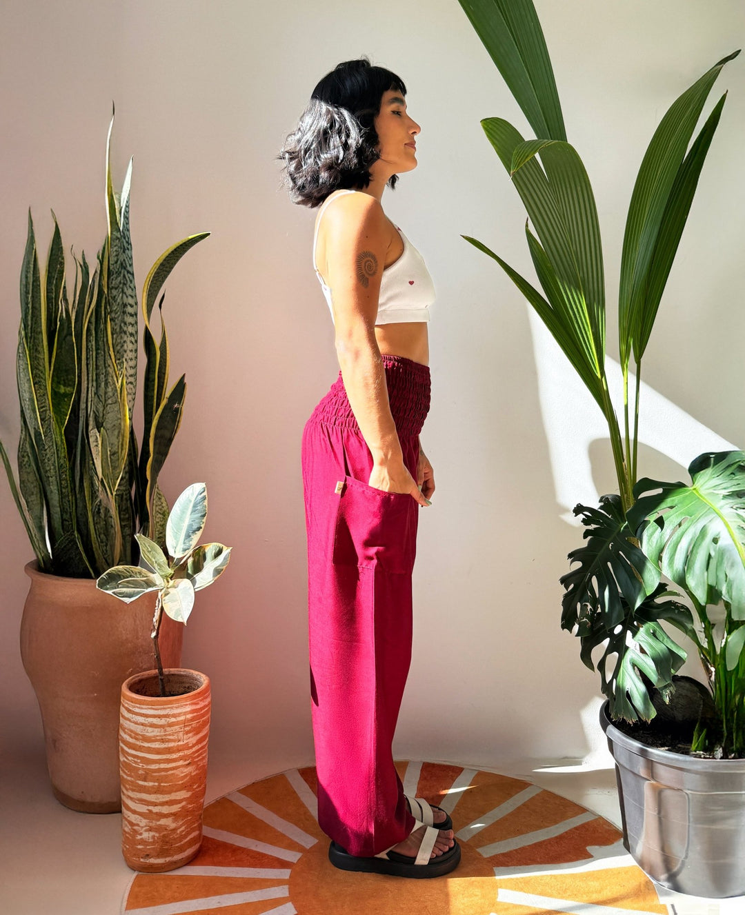 Vana Rojo Burgundy - Pantsforlove Pantalones anchos, pantalones yoga
