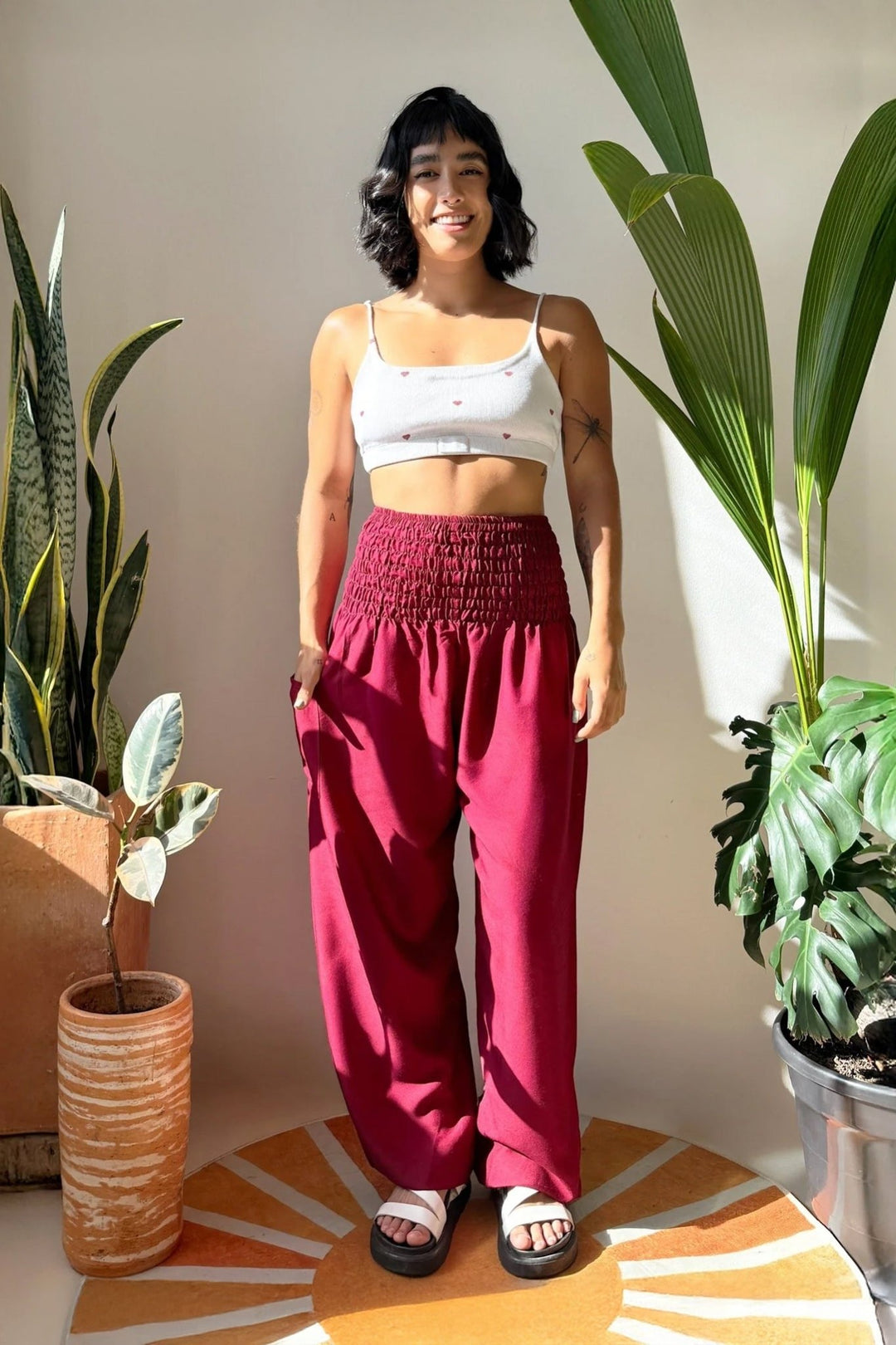 Vana Rojo Burgundy - Pantsforlove Pantalones anchos, pantalones yoga