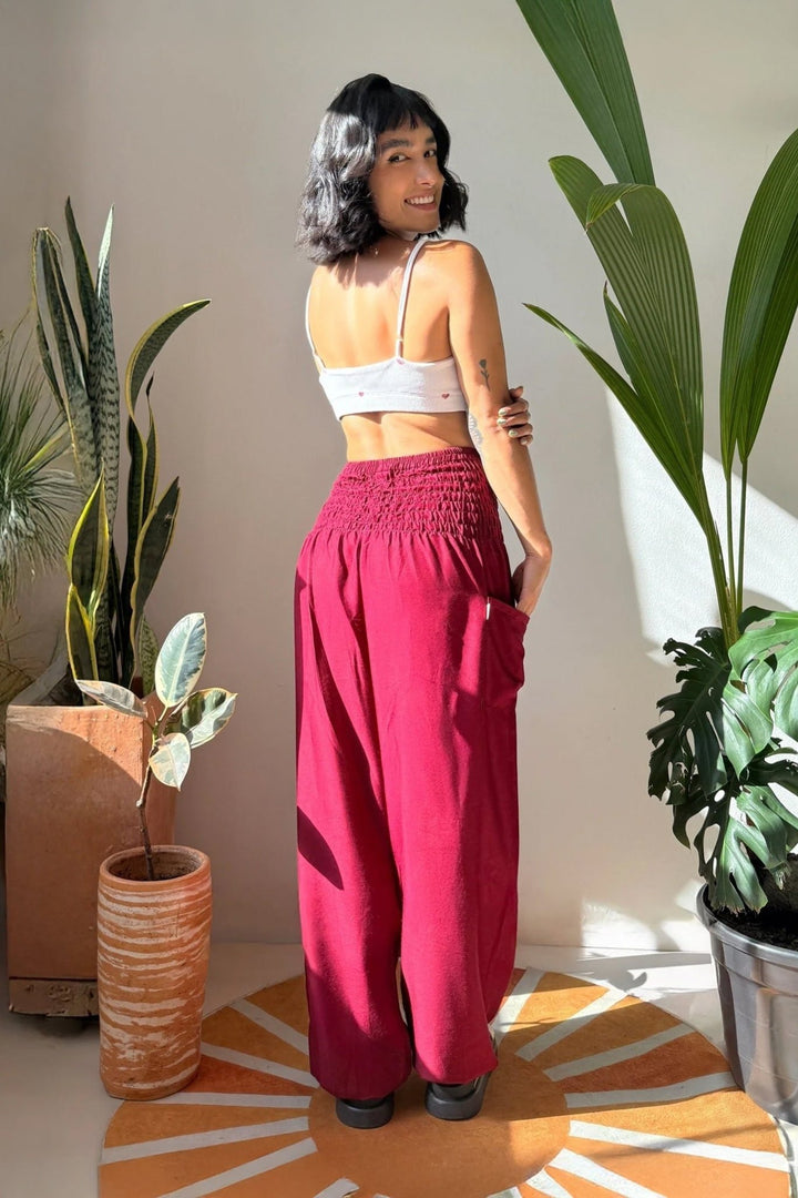 Vana Rojo Burgundy - Pantsforlove Pantalones anchos, pantalones yoga