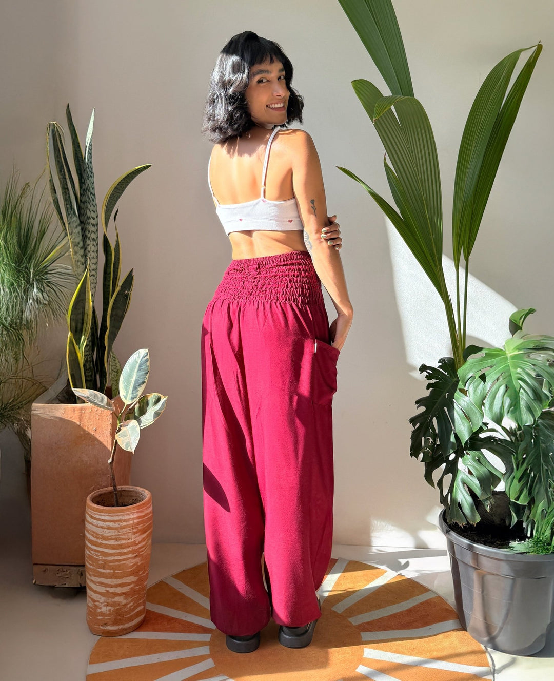Vana Rojo Burgundy - Pantsforlove Pantalones anchos, pantalones yoga