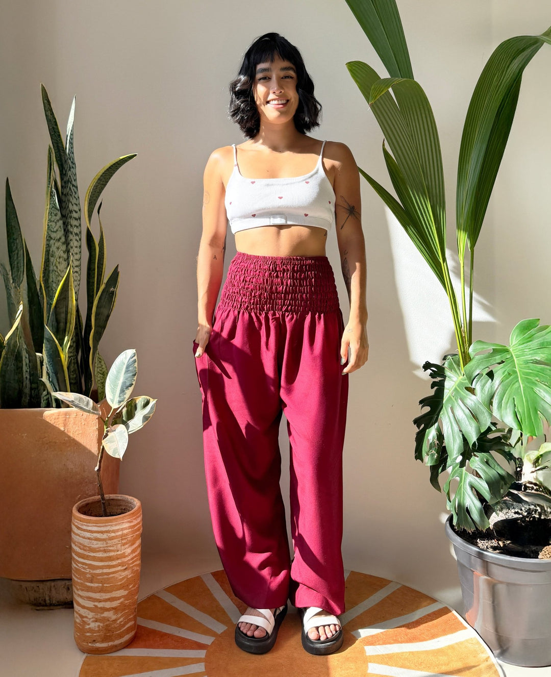 Vana Rojo Burgundy - Pantsforlove Pantalones anchos, pantalones yoga