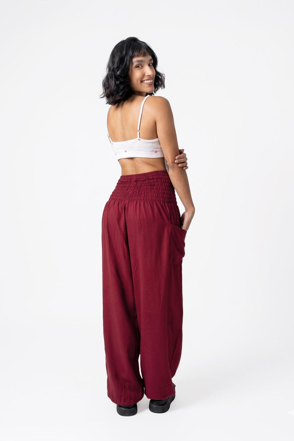 Vana Rojo Burgundy - Pantsforlove Pantalones anchos, pantalones yoga