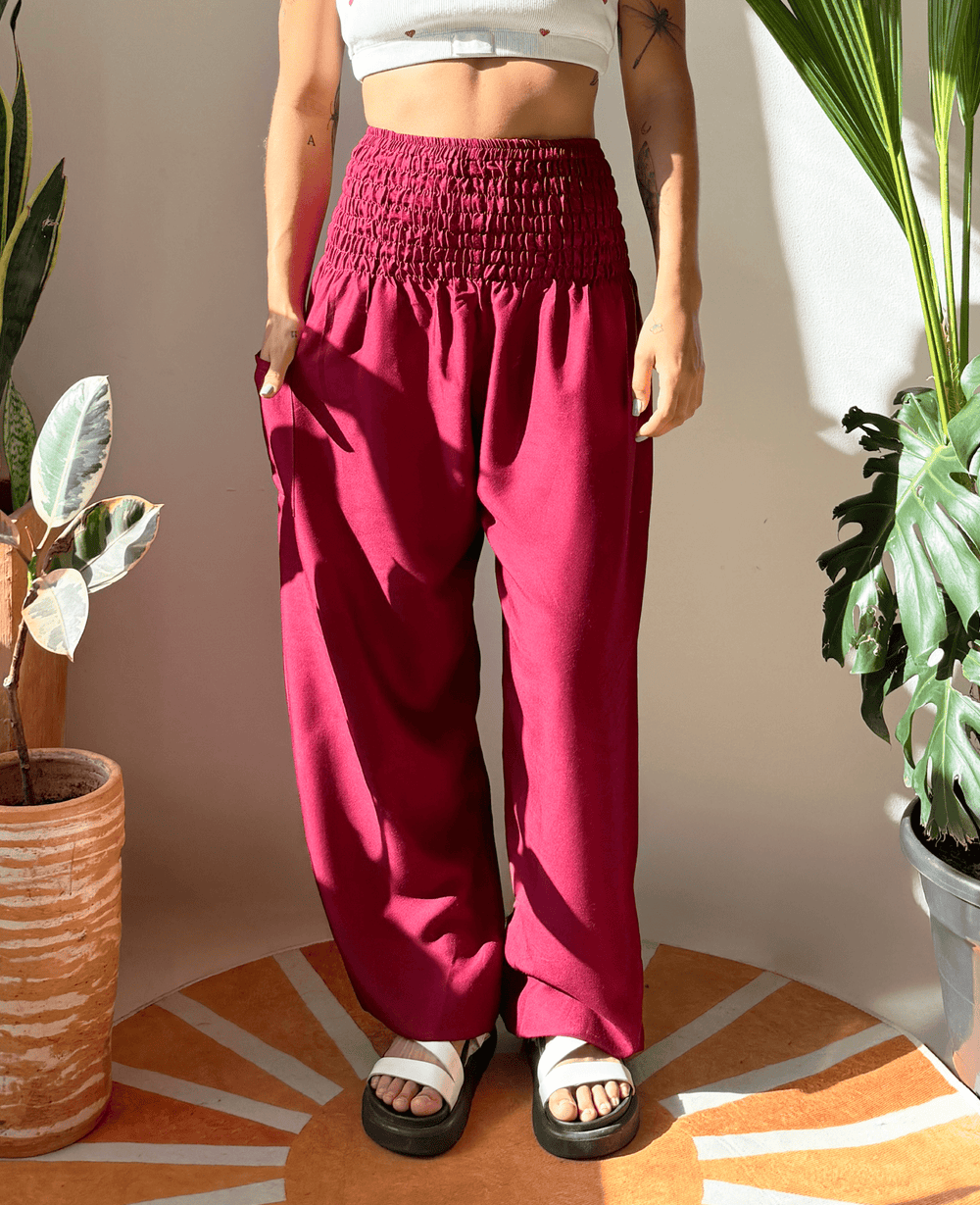 Vana Rojo Burgundy - Pantsforlove Pantalones anchos, pantalones yoga