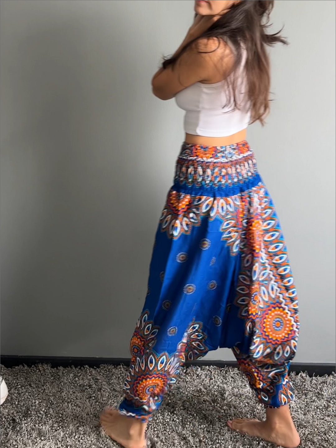 Boho Mandala Azul Vivo - Pantsforlove Pantalones anchos, pantalones yoga