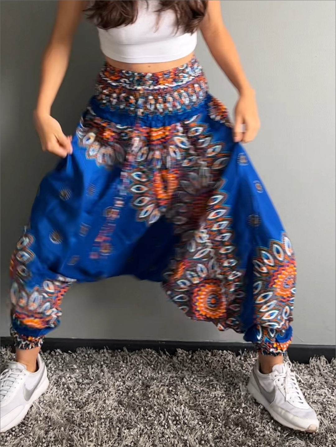 Boho Mandala Azul Vivo - Pantsforlove Pantalones anchos, pantalones yoga